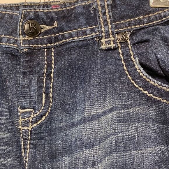 Rock and Roll Cowgirl Women's Blue Embellished Low Rise Jeans Size 33X34 - Picture 6 of 16